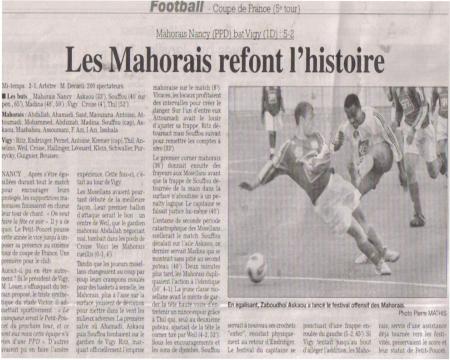 COUPE DE FRANCE DE NANCY MAHORAIS 5eme tour