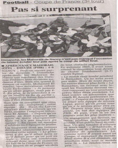 La coupe de france de nancy mahorais 3eme tour